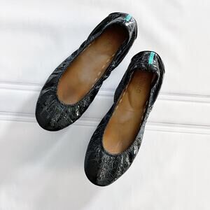 Tieks Obsidian Black Croc Patent Leather Flats